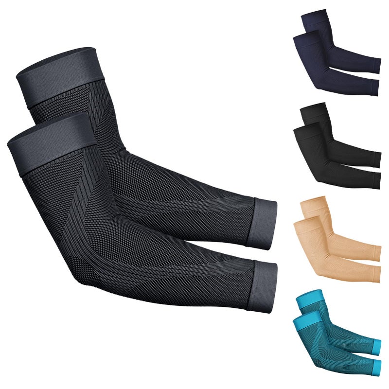 KEKING Compression Arm Sleeves Pair Firm 2030mmHg Graduated Compression Full Arm Support for Recovery Pain Relief Tendonitis Golfers Tennis Elbow Brace Workouts Sports Latex Free Grey XXL